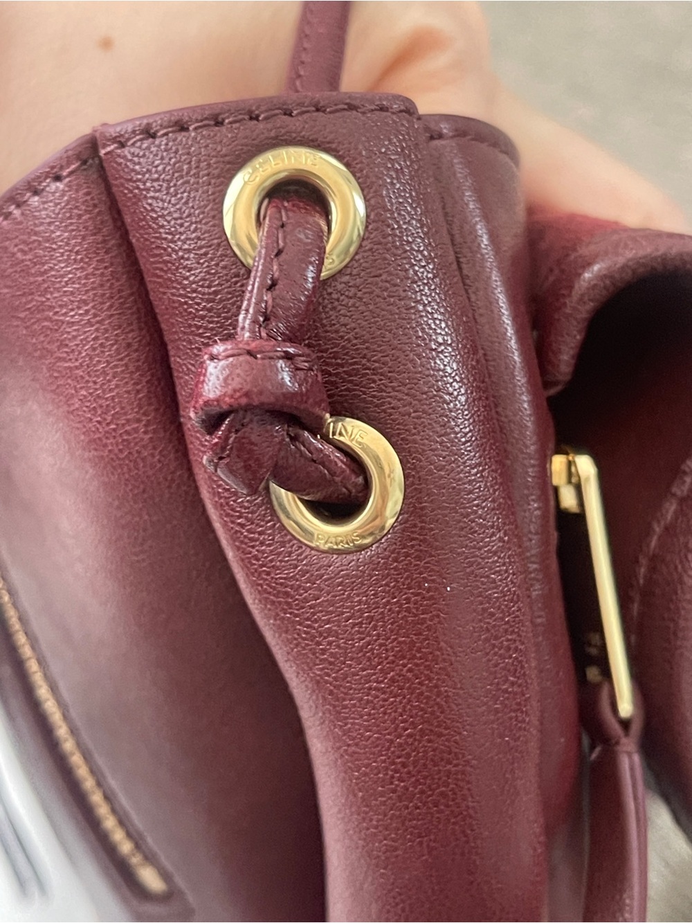 Celine Triomphe Half-Moon in Bordeaux with Gold Hardware - Picture 10 of 11